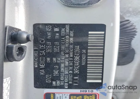 2021 Kia Rio z USA, uszkodzony, nr VIN 3KPA24AD8ME413644